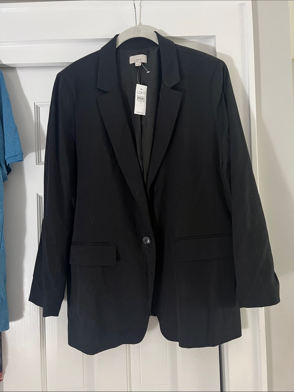 LOFT Black Women's Single-Button Blazer with Notch Lapel NWT Size 14